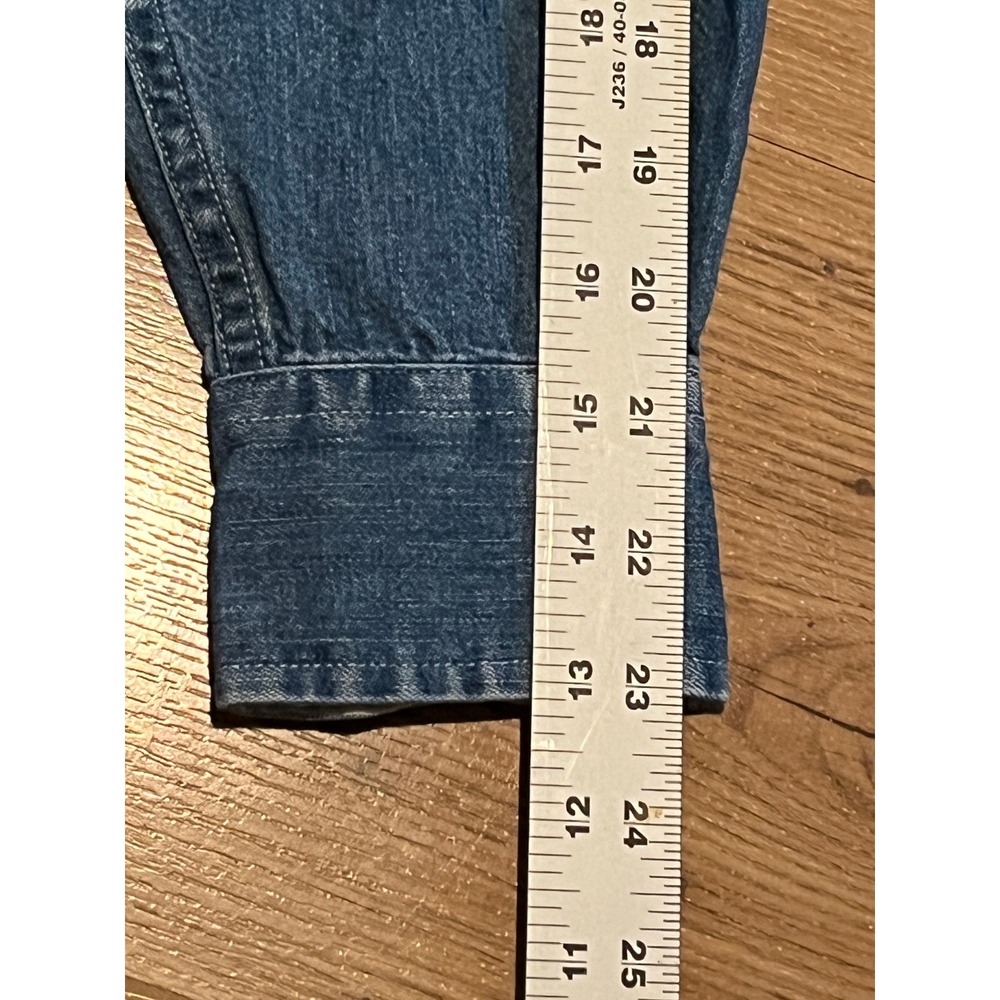 Tommy Hilfiger Denim Shirt Women 8 Blue Button Down Long Sleeve Striped Cuff 90s - Picture 8 of 8